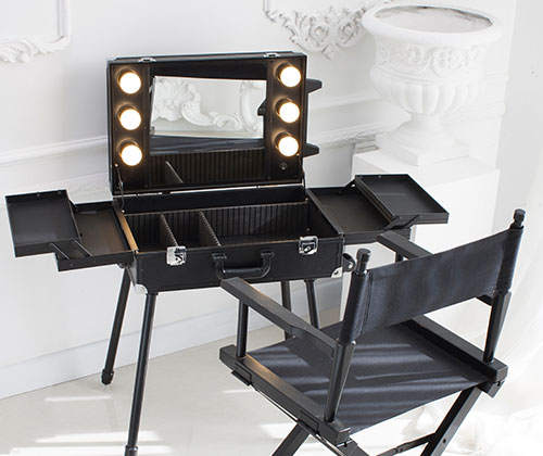 lights makeup case and chair